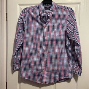 Izod Casual Pink and Blue Checkered Boys Shirt Size XL